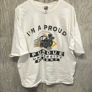 Fruit of the Loom White I’m A Proud Purdue University Parent Tee XL